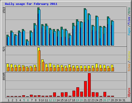 Daily usage for February 2011