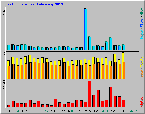 Daily usage for February 2013