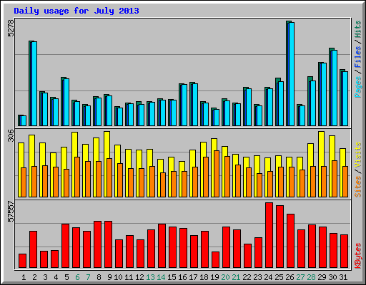 Daily usage for July 2013