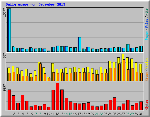 Daily usage for December 2013