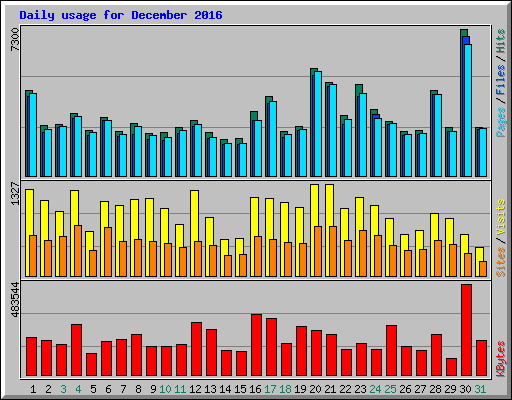 Daily usage for December 2016