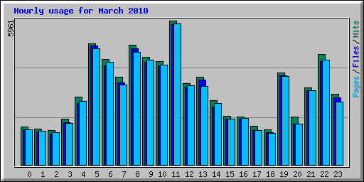 Hourly usage for March 2010