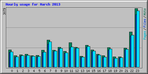 Hourly usage for March 2013